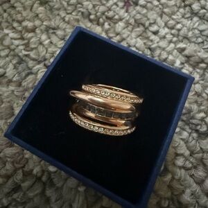 Swarovski Gold and Silver Ring with Sparkling Accents